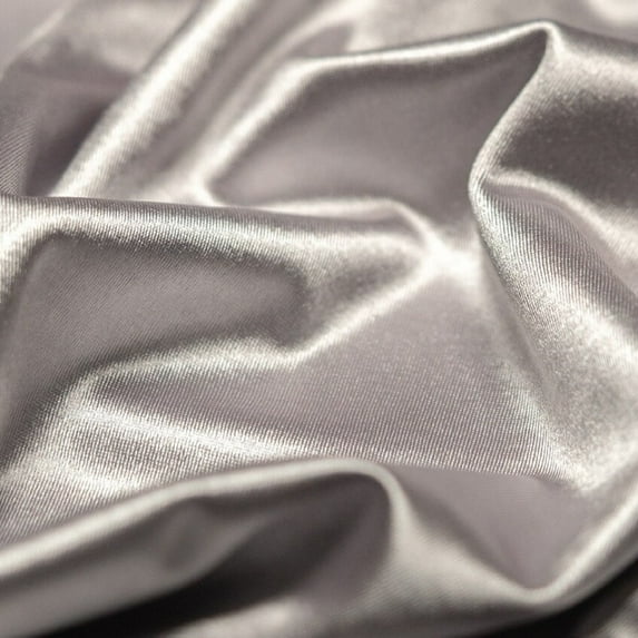 4 Way Stretch Silky Spandex Satin Fabric by the Yard - 60" Wide Shiny Satin Spandex Fabric for Dresses, Active Wear, Yoga Pants, Table Cloth - Silver - 6 Yards