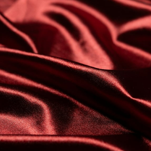4 Way Stretch Silky Spandex Satin Fabric by the Yard - 60" Wide Shiny Satin Spandex Fabric for Dresses, Active Wear, Yoga Pants, Table Cloth - Burgundy - 2 Yards