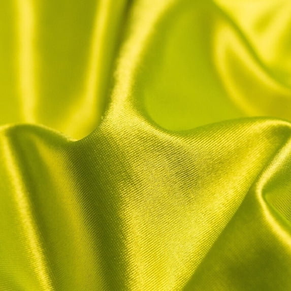 4 Way Stretch Silky Spandex Satin Fabric by the Yard - 60" Wide Shiny Satin Spandex Fabric for Dresses, Active Wear, Yoga Pants, Table Cloth - Neon Yellow - 5 Yards