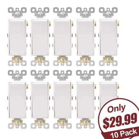 4 Way Switch, 15 Amp Self-grounding Quiet Wall Decor Paddle Switch, Residential Grade, UL Listed, Back & Side Wired, 10 Pack, White price history and forecast - AIDA Imaging S61006