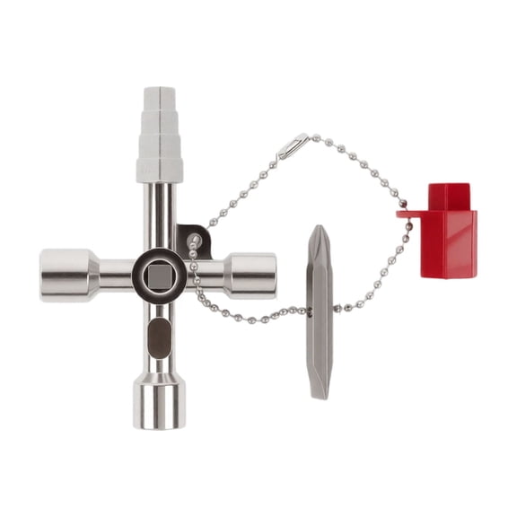 4 Way Universal Wrench, Stainless Steel Cross Utility Key, Electrician Hvac Plumber Multi Tool for Electrical Panel, Water Spigot, Cabinet Lock Access