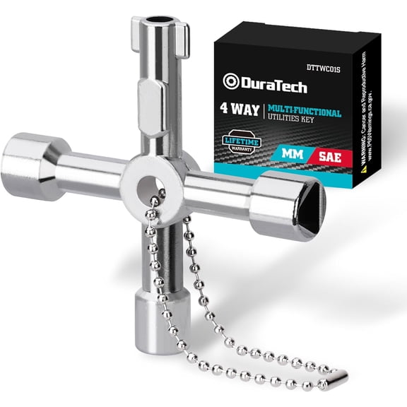 4 Way Utility Key, Multi-functional Water Key, 1-Pack, for Valve, Faucet, and Spigots