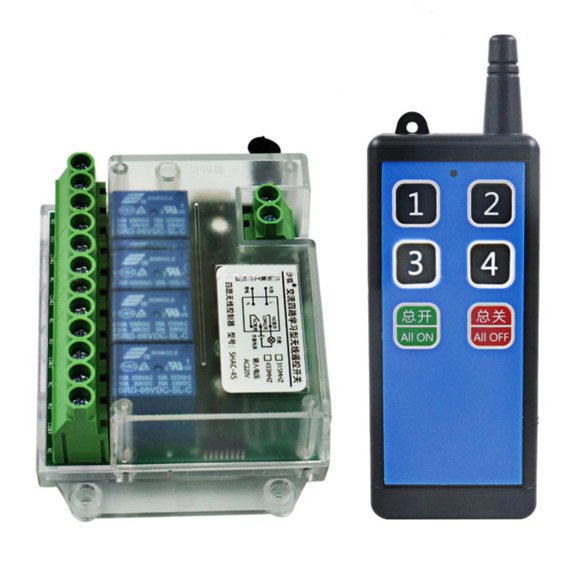 4-Way Wireless Relay Controller for AC 110-275V Multifunctional Receiver, 433MHz for Electric Doors and Windows