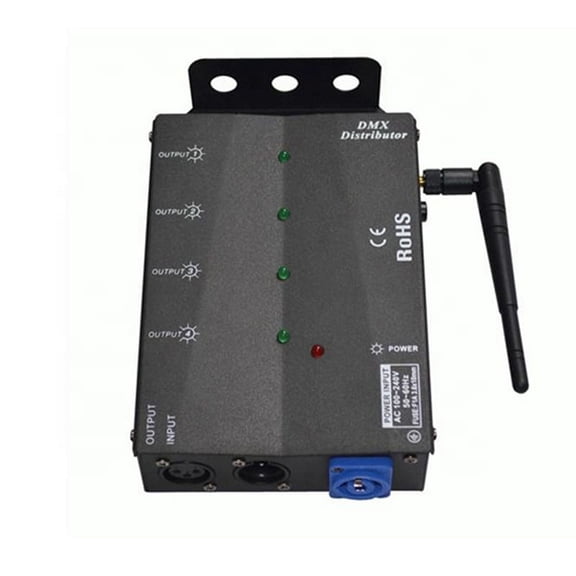 4 Way Wireless Separate DMX512 Splitter Distributor DMX512/1990 Signal Data 1 Input 4 Output Side Installed US PLUG