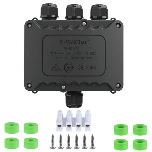 4-Way XL Waterproof Outdoor Junction Box, IP68 Rated, Suitable for Underground & 5-12mm Electrical Connections