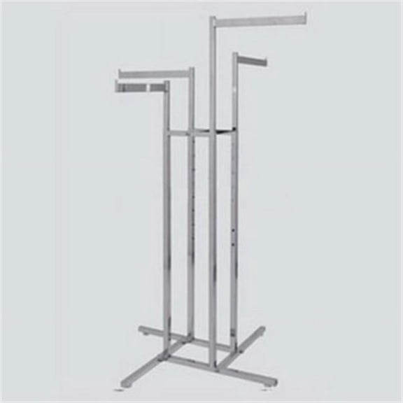 4-Way with Straight Arms Square Tubing, Satin Chrome