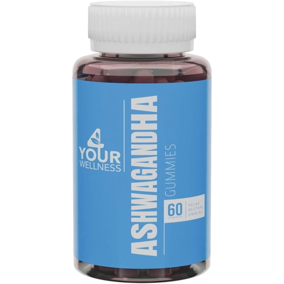 4 Your Wellness Ashwagandha Gummies Mixed Berry KSM-66, Lion's Mane, Vitamin-D, Non-GMO, Gluten-Free, Gelatin Free & Kosher | for Daily Focus Boost (60 Count (Pack of 1))