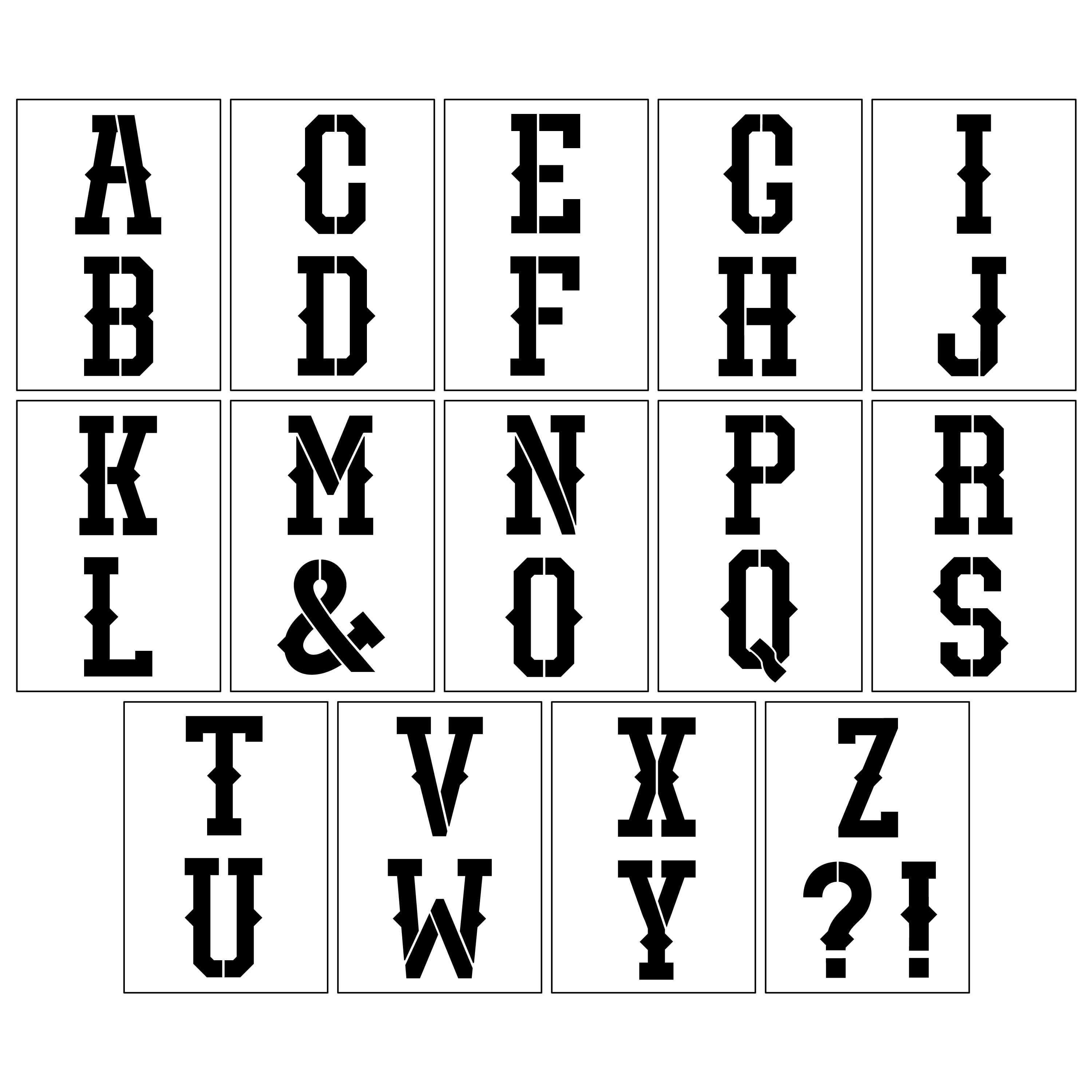 Craft Smart 4" Western Alphabet Serif Stencils - Reusable Plastic, 29 Designs per Pack, 14 Sheets Each - Ideal for DIY Crafts, Decor, Furniture & Gifts, 6 Pack