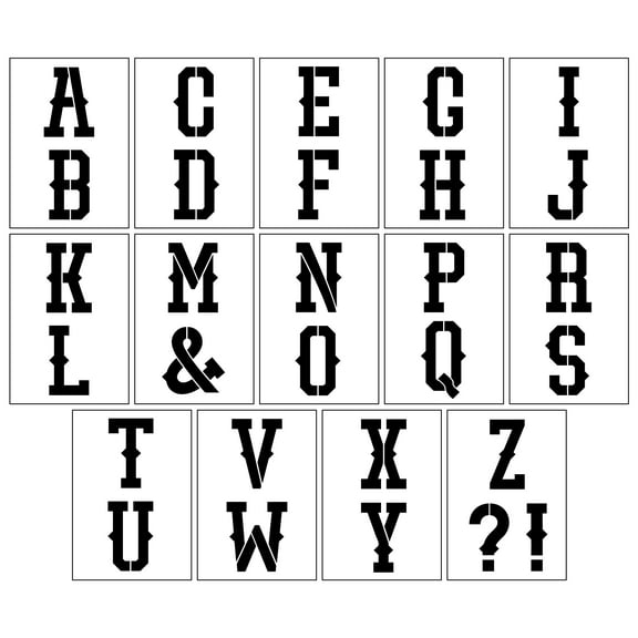 Craft Smart 4" Western Alphabet Serif Stencils - Reusable Plastic, 29 Designs per Pack, 14 Sheets Each - Ideal for DIY Crafts, Decor, Furniture & Gifts, 6 Pack