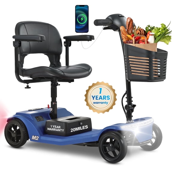 Segmart 4 Wheel Mobility Scooters for Seniors Best Gift,Electric Mobility Scooters with Control Panel,All-Terrain Power Scooter for Outdoor, 330lb Capacity, Blue