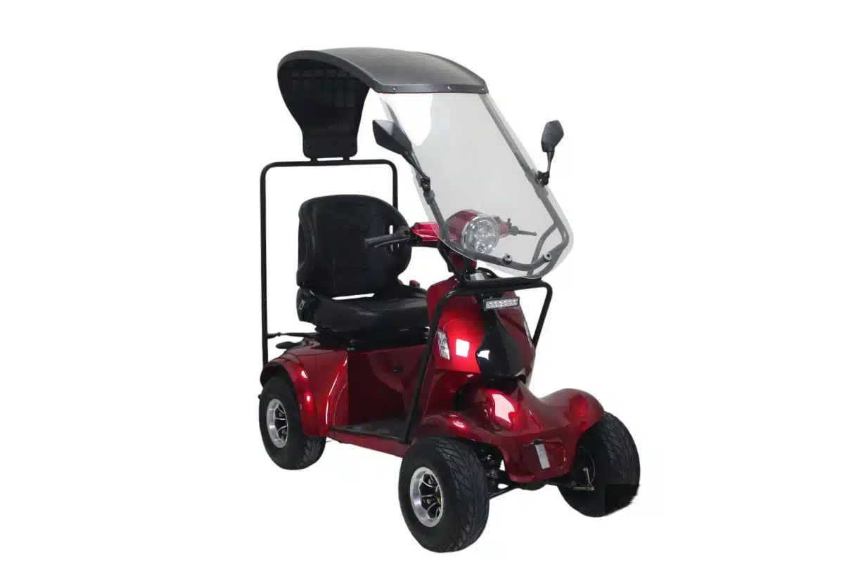 4 Wheel Drive Electric Mobility Scooter for Adults  LuxuryTon X-1000 with Canopy, Fat Tire, Heavy Duty, LED Lights, Digital Dash