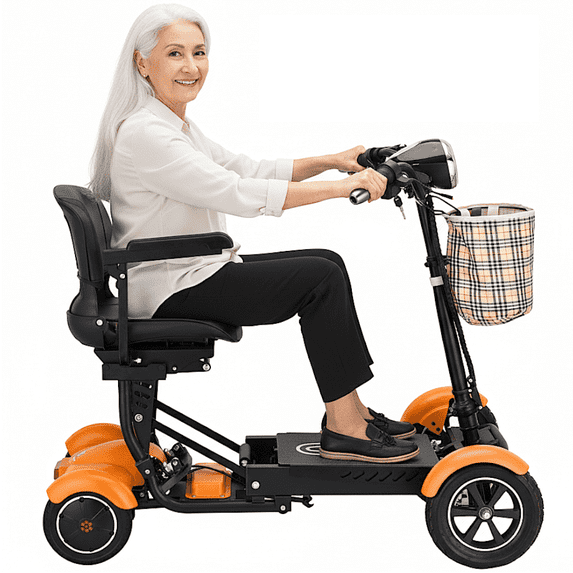 Bangeran Dragon Mobile EX 4 Wheel Electric Motorized Mobility Scooter, Strong Double Motors Wide Seat - Matte Orange