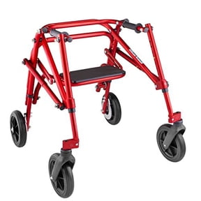 4 Wheel Klip-Lightweight Medical Posterior Rollator Walker/Gait Trainer for Toddlers, Kids, Teens w/Special Needs-Flip Up Seat, 8 Inch Wheels, Front Swivel Wheels, Height Adjustable, Foldable
