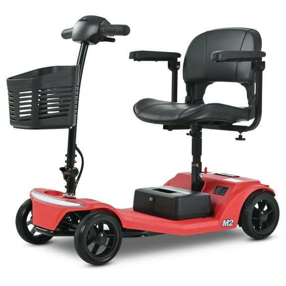 4 Wheel Mobility Scooter - 20-Mile Range, 330lb Capacity, Red (M2-RED-22.5L) | Lithium Battery, LED Lights, Extended Legroom & E-Magnetic Brakes
