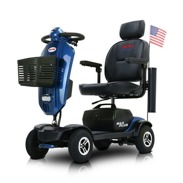 4-Wheel Mobility Scooter, Electric Powered Mobile Wheelchair Device for Adults, Folding and Compact Power Travel Scooters with Cup holders & USB charger port, Max Driving Range 16 Miles, Blue
