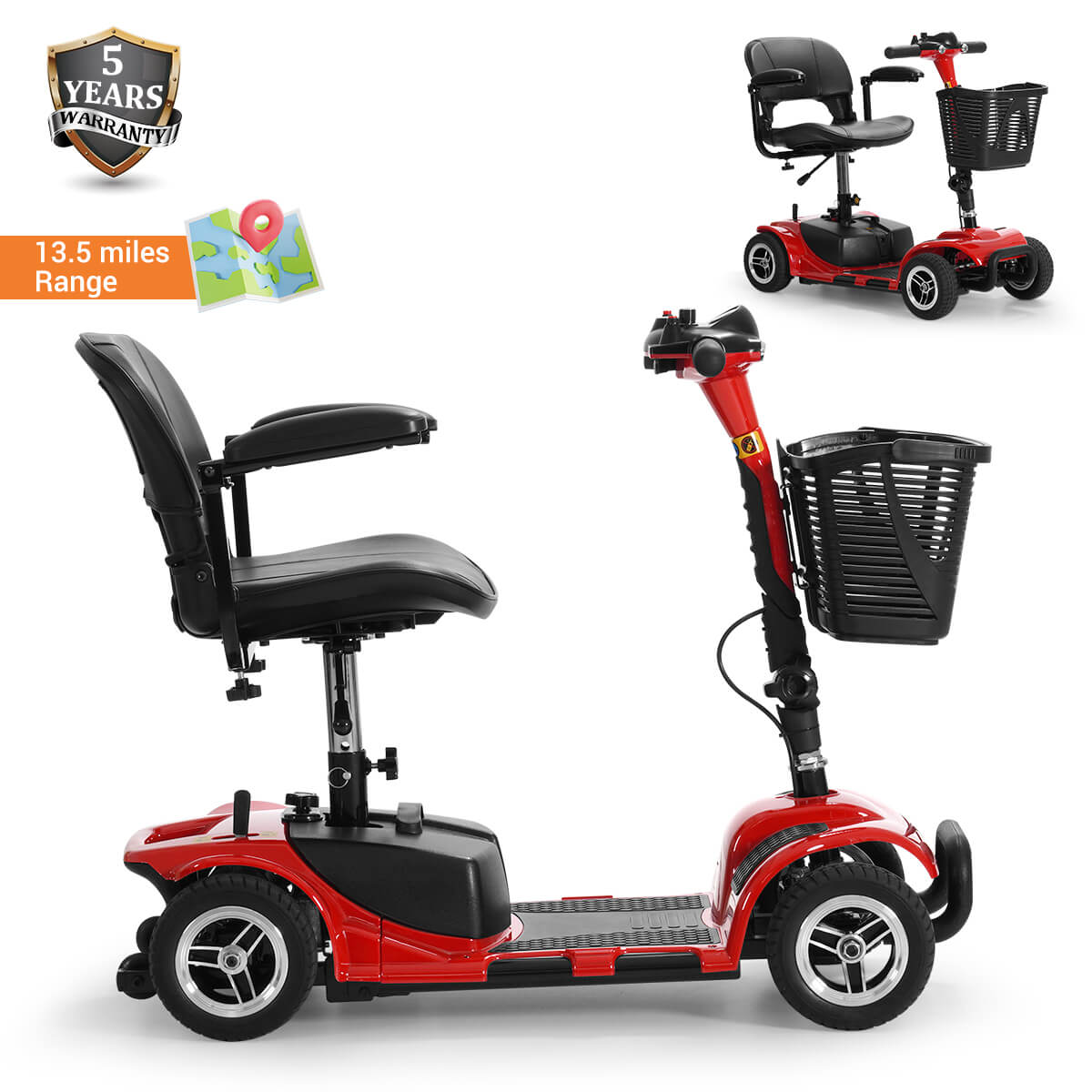 Drive Medical Bobcat X4 Compact Transportable Power Mobility Scooter, 4