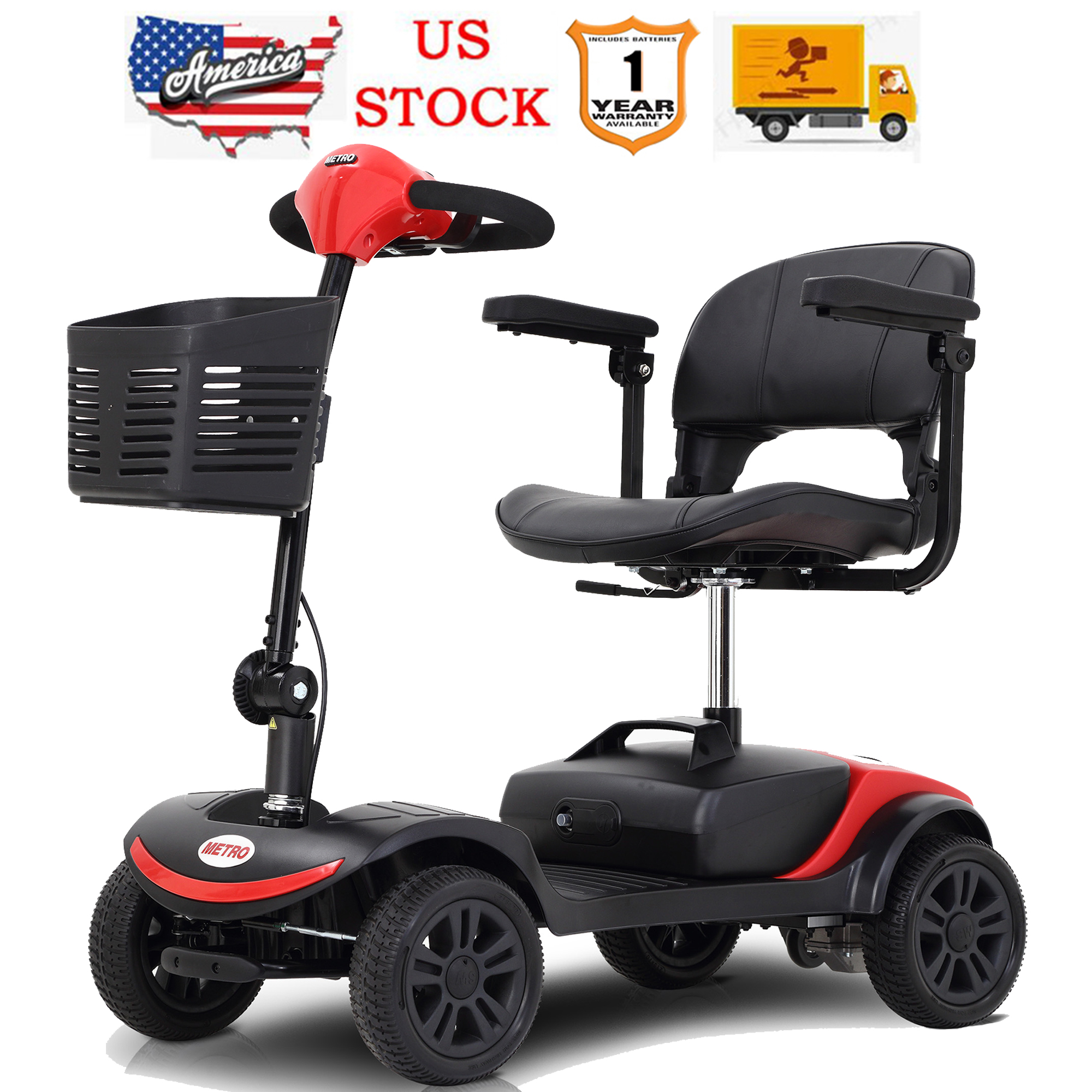Segmart 4 Wheel Mobility Scooter for Seniors,Portable Electric Scooters Motorized with LED Light,Power Scooter  for Best Gift