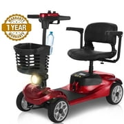 4 Wheel Mobility Scooter for Seniors&Adults,15 Miles Foldable Electric Mobility Scooter,350W Powered Electric Wheelchair Device for Adults 300 lbs,LED Lights,Basket,Compact Mobile for Travel