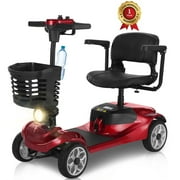 4 Wheel Mobility Scooter for Seniors&Adults,15 Miles Foldable Electric Mobility Scooter,350W Powered Electric Wheelchair Device for Adults 300 lbs,LED Lights,Basket,Compact Mobile for Travel