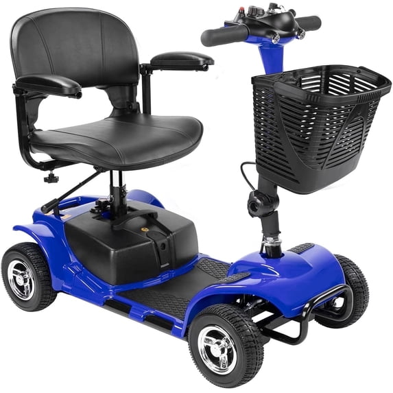 Verpal Upgrade 4 Wheels Mobility Scooter for Seniors, Foldable Electric Powered Mobility Wheelchair for Adult, 300lbs, Blue