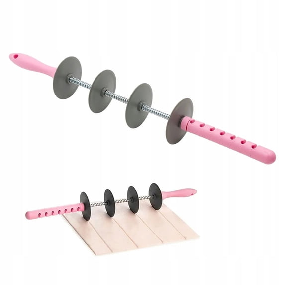 4 Wheel Pastry Cutter, adjustable Expandable Divider with Handle Pizza Slicer Multi-Round Pastry Knife cake slicer dough roller, Easy to Use (Pink)