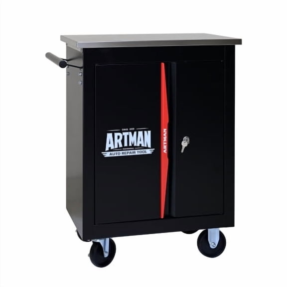 4-Wheel Rolling Assembly Trolley, Powder-Coated Steel Service Cart with Brake Casters & Combined Connection Design
