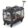 thumbnail image 1 of Rolling Pet Carrier for Cats & Small Dogs, 4-Wheel Collapsible with Telescopic Handle, Black, 1 of 7
