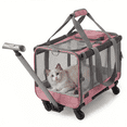 thumbnail image 1 of 4-Wheel Rolling Pet Carrier for Cats & Small Dogs,Collapsible Travel Carrier with Telescopic Handle & Breathable Mesh, 1 of 8