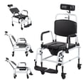 thumbnail image 1 of WETLA 4-Wheel Shower Commode Chair with Adjustable Backrest,Toilet Wheelchair with Removable Headrest and Bedpan,Aluminum Alloy Commode Chair for Elderly and Disabled, 1 of 9
