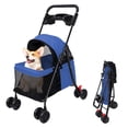 thumbnail image 1 of 4 Wheels Dog Cat Stroller, Outdoor Travel Pet Folding Stroller, Dog Cat Cage Stroller with Cup Holder, Visible Window for Medium Small Dog, 1 of 10