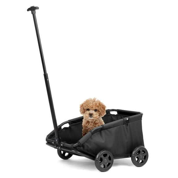 4 Wheels Folding Pet Stroller for Small Dogs Cats,Dog Wagon for Small Dogs with Safety Rope,Dog Baby Carriages Travel, Walking, Vet Visits (Black)