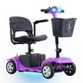 thumbnail image 1 of 4 Wheels Mobility Scooter for Adults, Senior Electric Powered Chargeable Device for Travel, Lightweight and Portable, with LED Headlights and Basket, Charger Included (Purple), 1 of 11