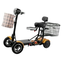 4 Wheels Motorized Electric Scooter with Additional Child Seat, Powerful Double Motors - Gold