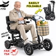 thumbnail image 1 of Bangeran 4 Wheels Smart Electric Power Scooter, Portable Foldable Travel Design Allowed on Airplanes, Extra Flap Open Child Seat - Matte Black, 1 of 11