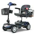 thumbnail image 1 of 4 Wheels Travel Mobility Scooter, Folding Motorized Scooter with Front and Rear LED Light, Compact Electric Wheelchair with Basket, Heavy Duty Mobility Scooter for Seniors Adults, Blue, 1 of 10