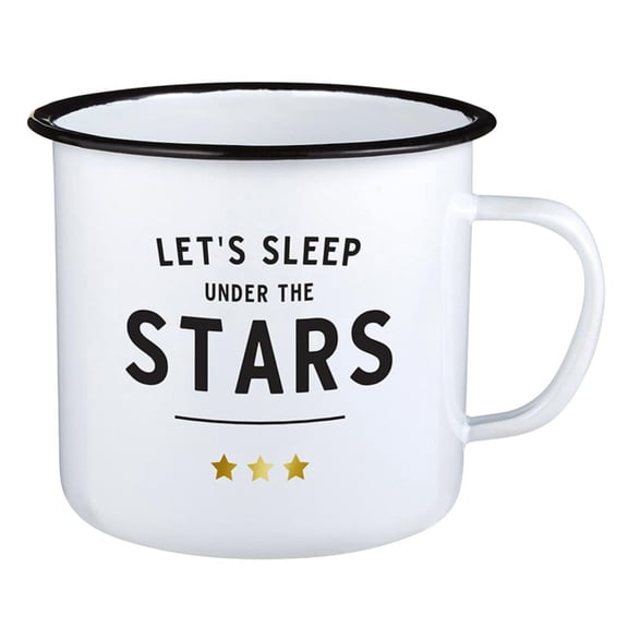 4" White 24 Ounces Decorative Mug with Let's Sleep under the Stars Print Design