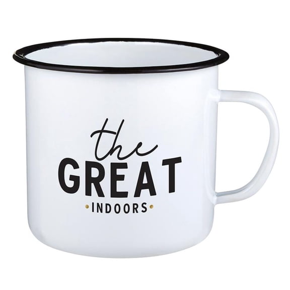 4" White 24 Ounces Decorative Mug with The Great Indoors Print Design