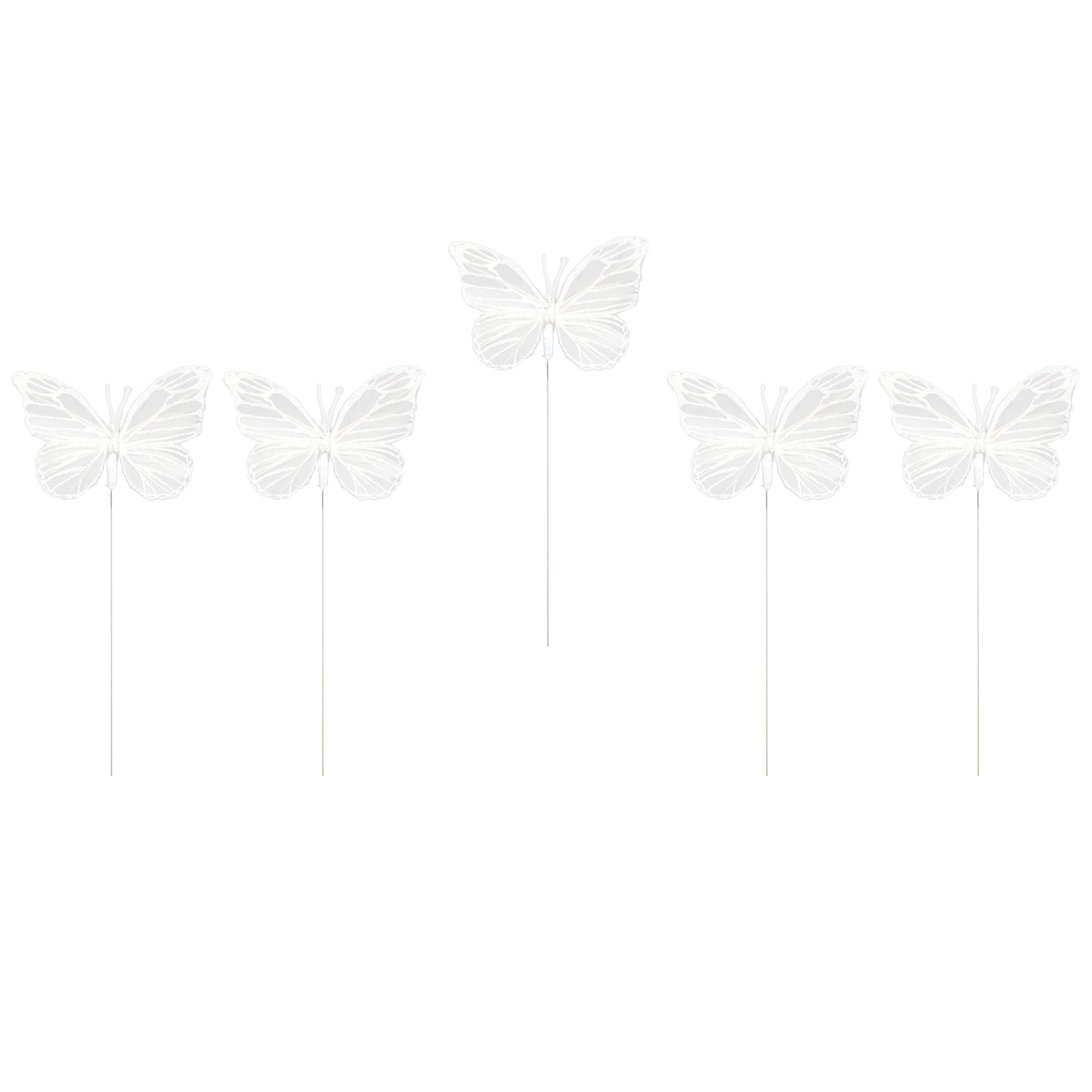 4" White Feather Butterflies - 5ct. by Ashland