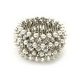 thumbnail image 1 of 4 White Pearl Rows & 3 Crystal Rows Rhodium Plate Stretch Bracelet, 1 of 1