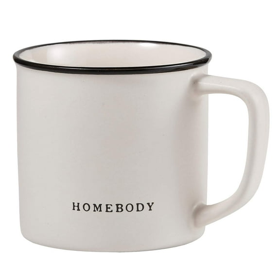 4" White Stone Coffee Mug with "Homebody" Design