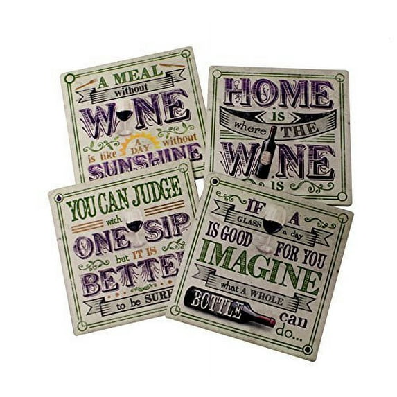 4" Wine Coasters By DWK | Set of 4 | Great Gifts for Any Wine Connoisseur