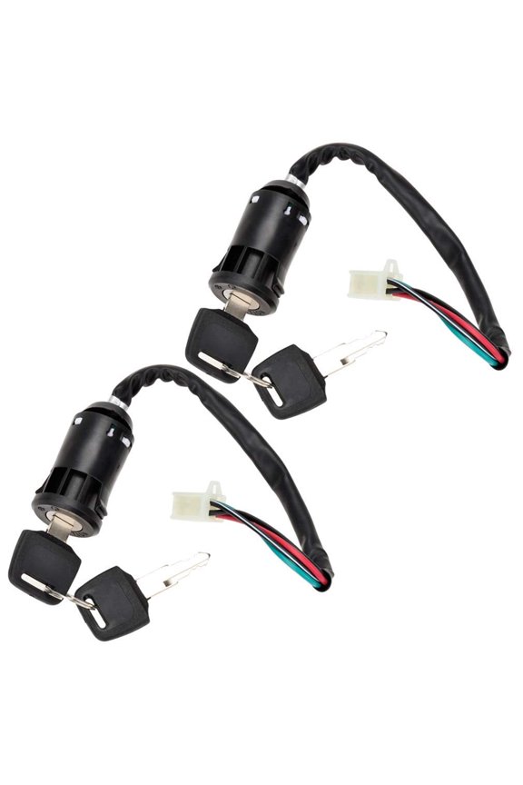 4 Wire Pin Ignition Key Switch Set Works with Tao Tao Coolster Baja Hawk Sunl Apollo Z20 DB-007 Coleman Roketa 50cc 70cc 90cc 110cc 125cc 150cc Chinese Pit Dirt Bike ATV Quad 4 Wheeler Scooter Parts
