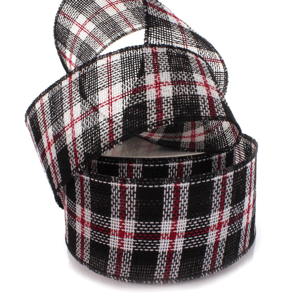 4" Wired Red/Black Buffalo Plaid Burlap Ribbon 25 Yards