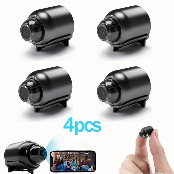 4 Wireless Security Cameras with WiFi, HD Video, Auto Focus & Motion Detection, Remote Viewing via App, USB Powered, Ideal for Home Surveillance and Holiday Monitoring