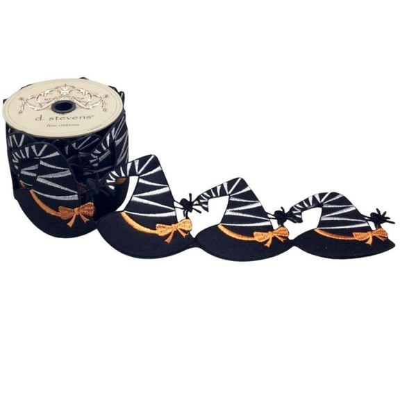 4" Witch Hat Garland Ribbon: Black (5 Yards)