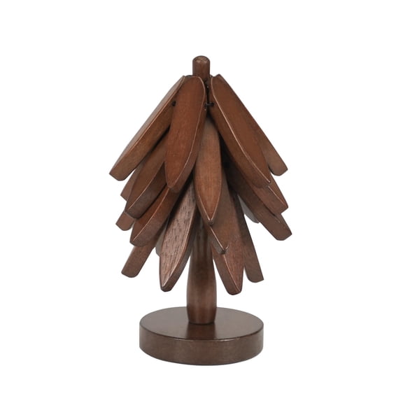 4 Wooden Trivets for Hot Dishes, Christmas Tree Trivet Set, Foldable Walnut Wood Trivets for hot pots and Pans, Tree-Shaped Coasters for Pots, Pans, Bowls, and Teapots, Perfect Kitchen Gift