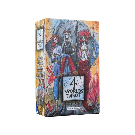 4 Worlds Tarot Deck  80-Card Rider-Waite Inspired Deck of Life and Death, Deluxe & Tin Editions, Gold Gilded Edge, Guidebook Included