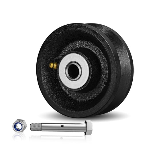 4" X 1.5" Cast Iron V Groove Wheel with Roller Bearing, 600 lbs Capacity,Industrial Metal Casters for Roll Tracks, Rolling, Sliding Gates(1Pack Black)