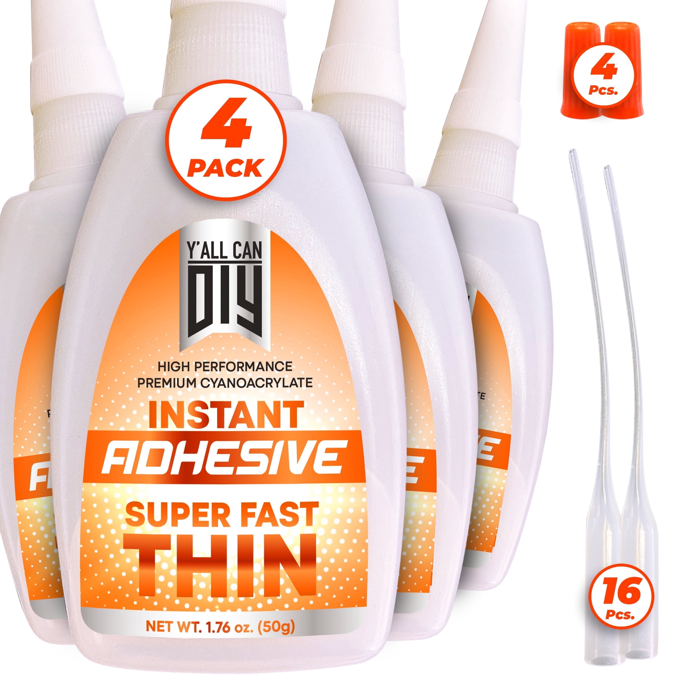 Thin CA Glue, Fast Drying Super Glue (4 Pack, 1.76 oz) for Woodworking, Crafts & Repairs