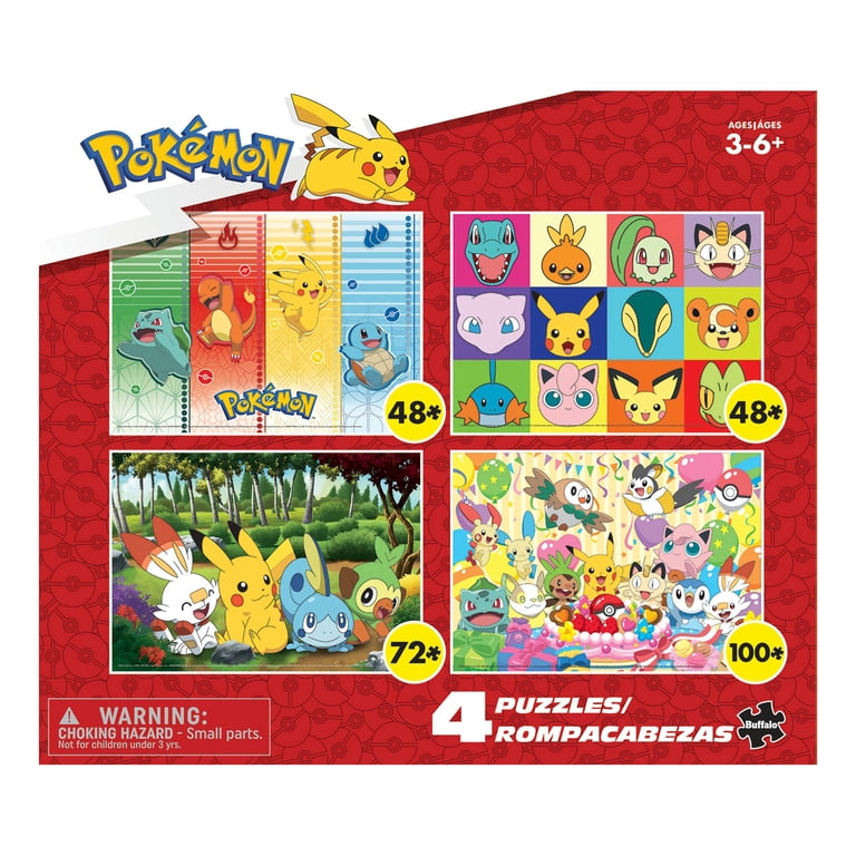 Buffalo Games Kids Pokemon 4-in-1 Multipack Interlocking Jigsaw Puzzles for  Children Ages 6+